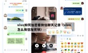 vivo如何加密看微信聊天记录（vivo怎么微信加密锁）