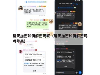 聊天加密如何解密码呢（聊天加密如何解密码呢苹果）