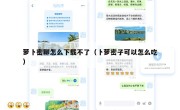萝卜密聊怎么下载不了（卜萝密子可以怎么吃）