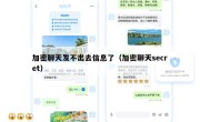 加密聊天发不出去信息了（加密聊天secret）