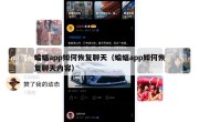 蝙蝠app如何恢复聊天（蝙蝠app如何恢复聊天内容）