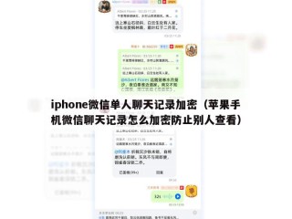 iphone微信单人聊天记录加密（苹果手机微信聊天记录怎么加密防止别人查看）