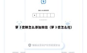 萝卜密聊怎么添加微信（萝卜密怎么吃）