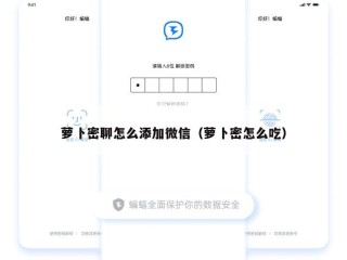 萝卜密聊怎么添加微信（萝卜密怎么吃）