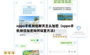 oppo手机微信聊天怎么加密（oppo手机微信加密如何设置方法）