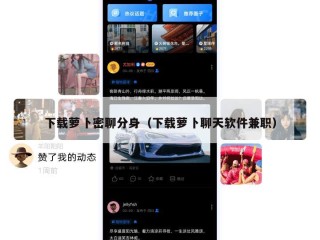 下载萝卜密聊分身（下载萝卜聊天软件兼职）