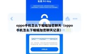 oppo手机怎么下蝙蝠加密聊天（oppo手机怎么下蝙蝠加密聊天记录）