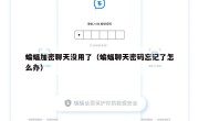 蝙蝠加密聊天没用了（蝙蝠聊天密码忘记了怎么办）