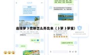 连接萝卜密聊怎么弄出来（卜萝卜萝蜜）