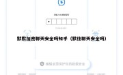 默默加密聊天安全吗知乎（默往聊天安全吗）