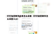 钉钉加密聊天应用怎么设置（钉钉秘密聊天怎么设置入口）