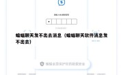蝙蝠聊天发不出去消息（蝙蝠聊天软件消息发不出去）