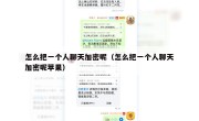 怎么把一个人聊天加密呢（怎么把一个人聊天加密呢苹果）