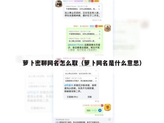 萝卜密聊网名怎么取（萝卜网名是什么意思）