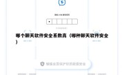 哪个聊天软件安全系数高（哪种聊天软件安全）