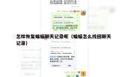 怎样恢复蝙蝠聊天记录呢（蝙蝠怎么找回聊天记录）