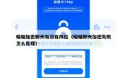 蝙蝠加密聊天有没有风险（蝙蝠聊天加密失败怎么处理）