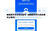 蝙蝠聊天可以发位置吗（蝙蝠聊天可以调出聊天记录吗）
