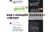 微信某个人聊天能加密吗（怎么把微信里某个人的聊天加密）
