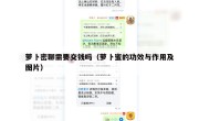 萝卜密聊需要交钱吗（萝卜蜜的功效与作用及图片）