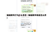 蝙蝠聊天打勾什么意思（蝙蝠聊天暗语怎么弄）