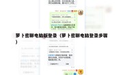 萝卜密聊电脑版登录（萝卜密聊电脑登录步骤）
