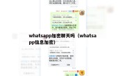 whatsapp加密聊天吗（whatsapp信息加密）