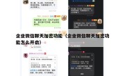 企业微信聊天加密功能（企业微信聊天加密功能怎么开启）