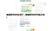蝙蝠聊天软件介绍下（蝙蝠聊天软件功能介绍）