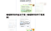 蝙蝠聊天软件无法下载（蝙蝠聊天软件下载更新）