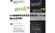 bat蝙蝠聊天软件怎么使用代理（bat蝙蝠app交友群）