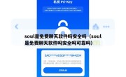 soul是免费聊天软件吗安全吗（soul是免费聊天软件吗安全吗可靠吗）