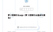 萝卜密聊什么app（萝卜密聊什么是永久赛车）