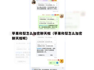 苹果和梨怎么加密聊天框（苹果和梨怎么加密聊天框呢）