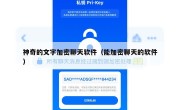 神奇的文字加密聊天软件（能加密聊天的软件）