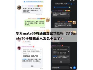 华为mate30有通讯加密功能吗（华为mate30手机联系人怎么不见了）