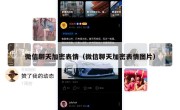 微信聊天加密表情（微信聊天加密表情图片）