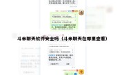 斗米聊天软件安全吗（斗米聊天在哪里查看）