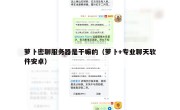 萝卜密聊服务器是干嘛的（萝卜+专业聊天软件安卓）