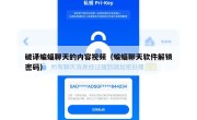 破译蝙蝠聊天的内容视频（蝙蝠聊天软件解锁密码）