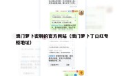 澳门萝卜密聊的官方网站（澳门萝卜丁口红专柜地址）