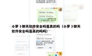 小萝卜聊天软件安全吗是真的吗（小萝卜聊天软件安全吗是真的吗吗）