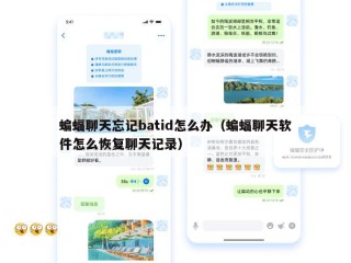 蝙蝠聊天忘记batid怎么办（蝙蝠聊天软件怎么恢复聊天记录）