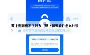 萝卜密聊删不了好友（萝卜聊天软件怎么注销）