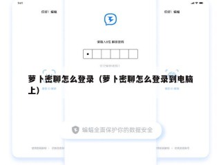 萝卜密聊怎么登录（萝卜密聊怎么登录到电脑上）