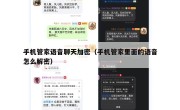 手机管家语音聊天加密（手机管家里面的语音怎么解密）