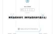 聊天加密的技巧（聊天加密的技巧是什么）