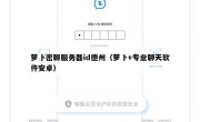 萝卜密聊服务器id德州（萝卜+专业聊天软件安卓）