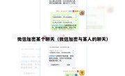 微信加密某个聊天（微信加密与某人的聊天）