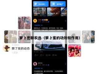 萝卜密聊农选（萝卜蜜的功效和作用）